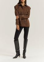 Kyle Faux Suede Shirt Jacket | Cocoa