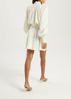 Lissa Polka Dot Tie Wrap Dress | Ivory/Black