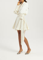 Lissa Polka Dot Tie Wrap Dress | Ivory/Black