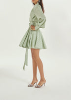 Lissa Polka Dot Tie Wrap Dress | Matcha/Black