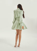 Lissa Polka Dot Tie Wrap Dress | Matcha/Black