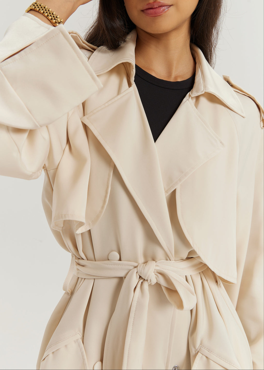 Louisa Elevated Trench Dress Coat | Cream
