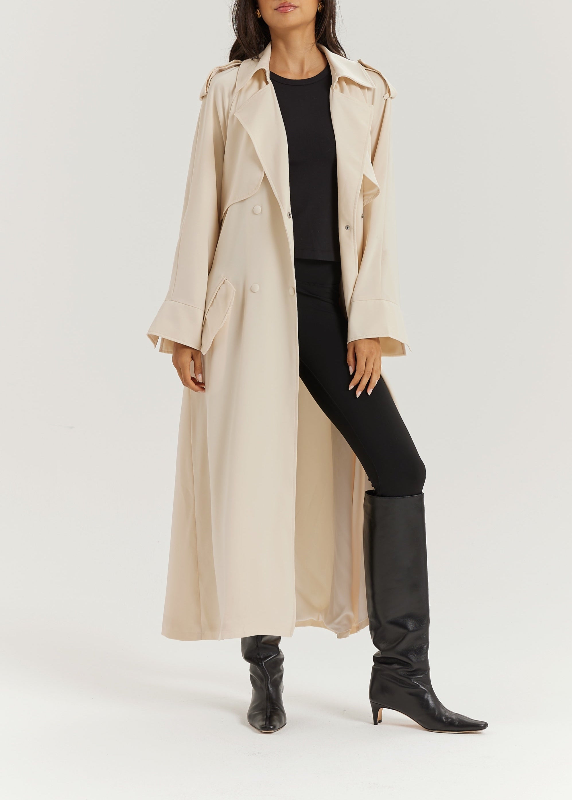 Louisa Elevated Trench Dress Coat | Cream