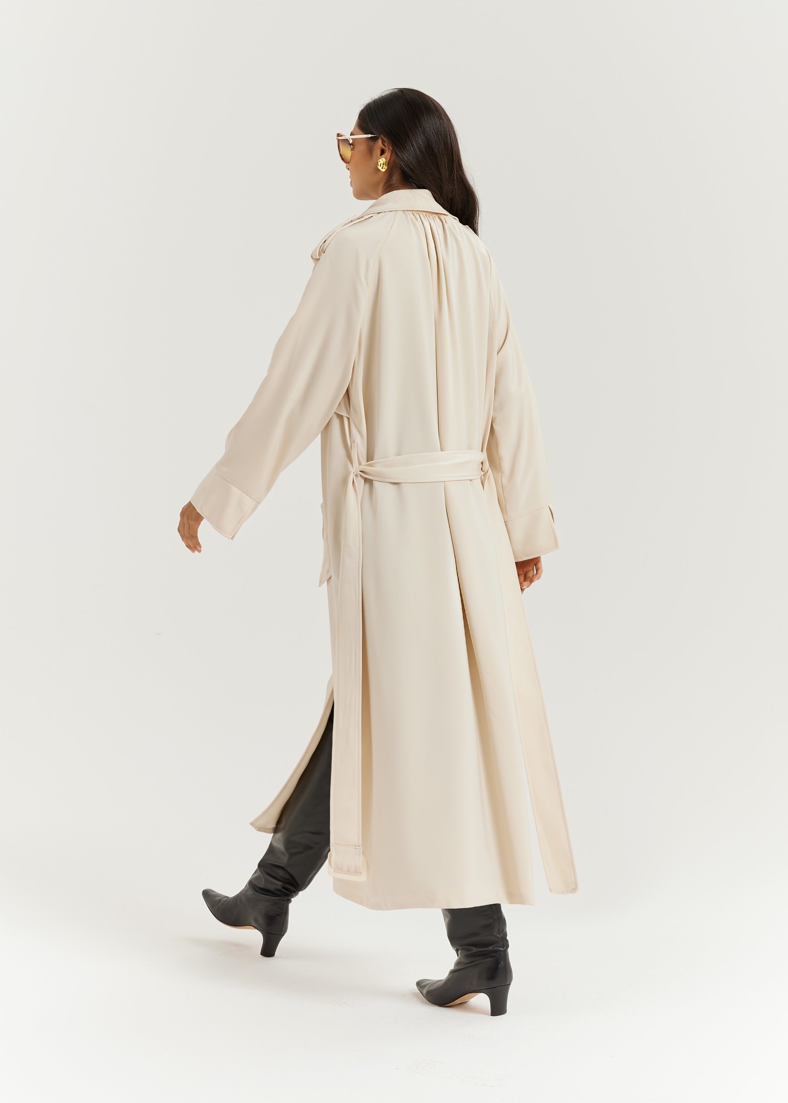 Louisa Elevated Trench Dress Coat | Cream