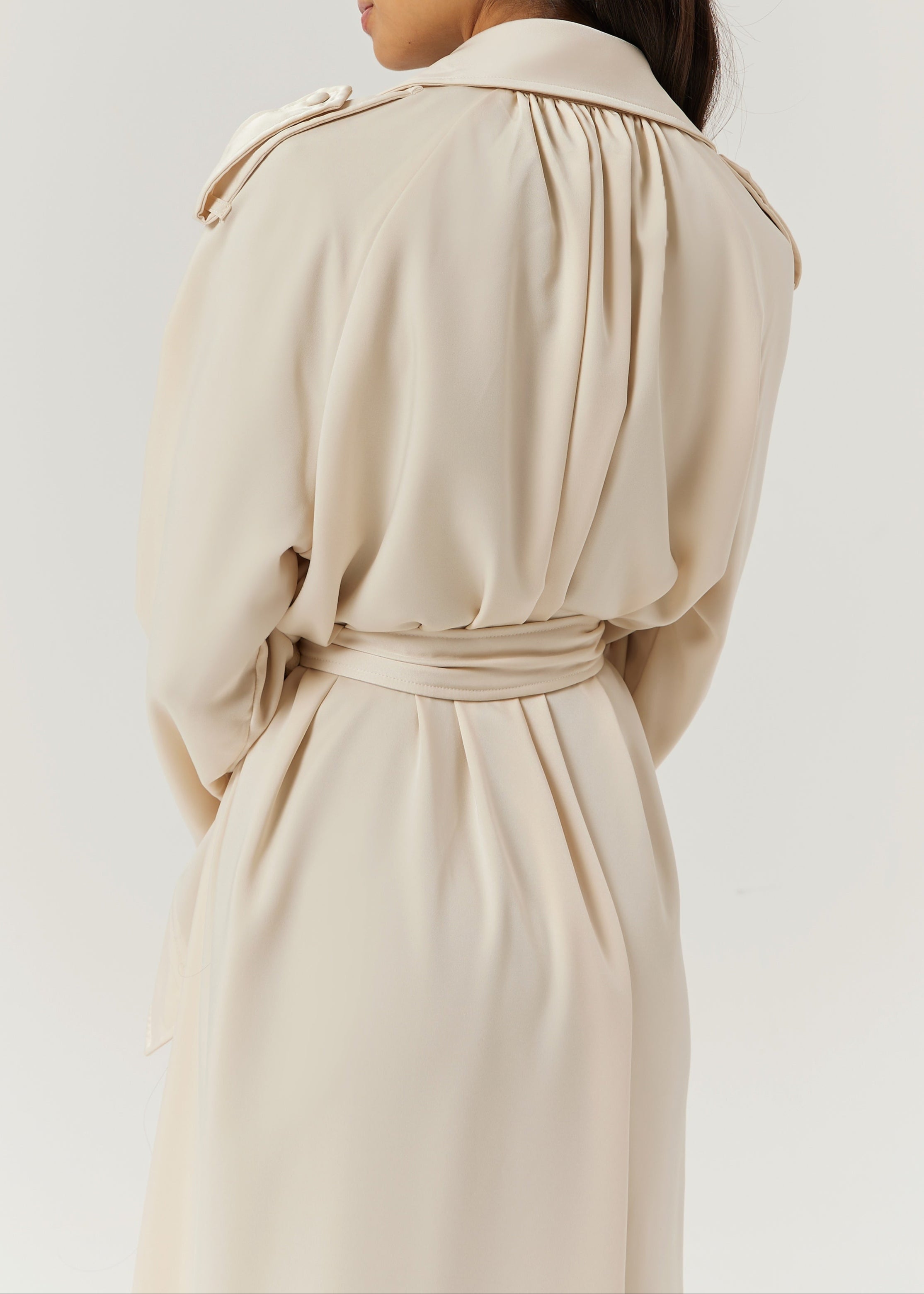 Louisa Elevated Trench Dress Coat | Cream