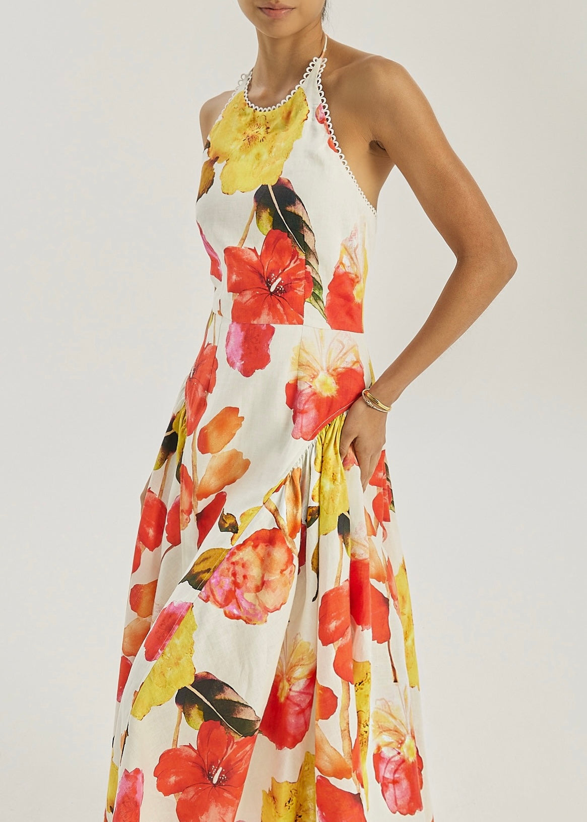 Maddie Iconic Halter Maxi Dress | Red Floral