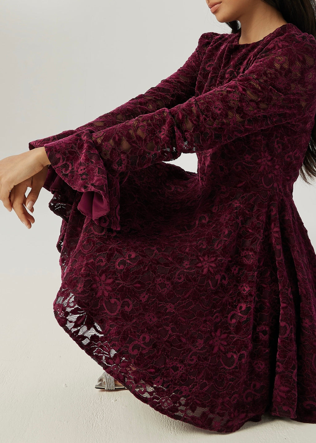 Marni Velvet & Lace Elegance Dress | Plum