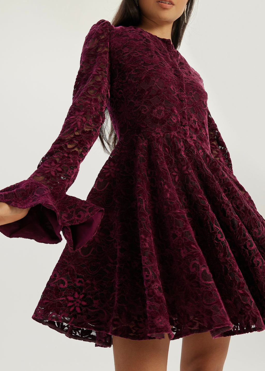 Marni Velvet & Lace Elegance Dress | Plum