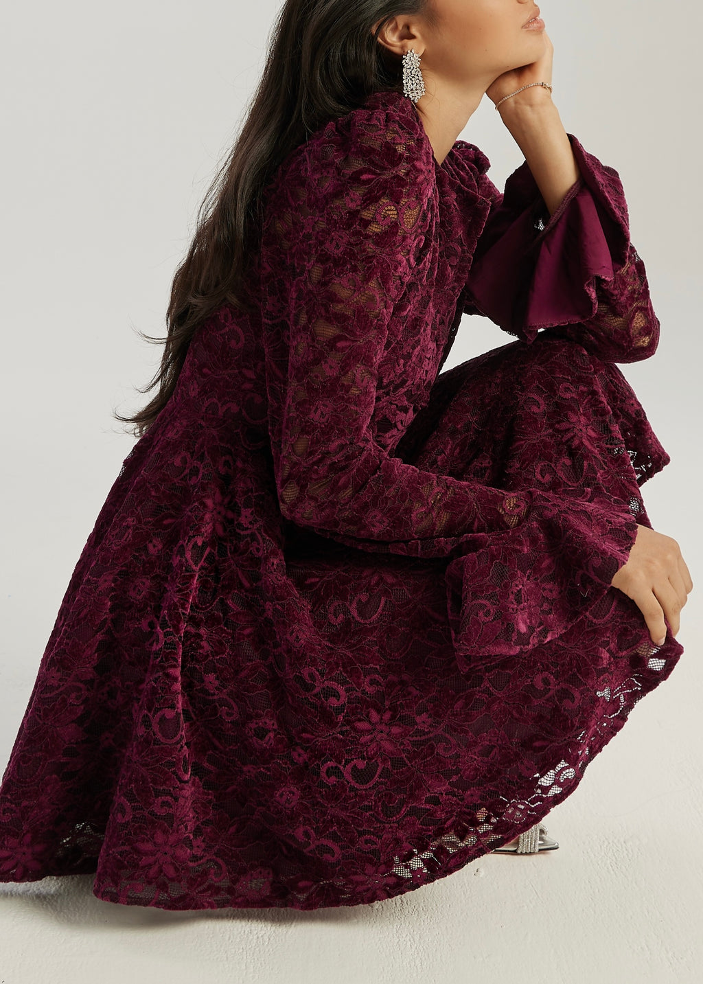 Marni Velvet & Lace Elegance Dress | Plum