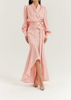 Martina Polka Dot Tie Wrap Blouse | Pink/Black