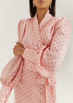 Martina Polka Dot Tie Wrap Blouse | Pink/Black