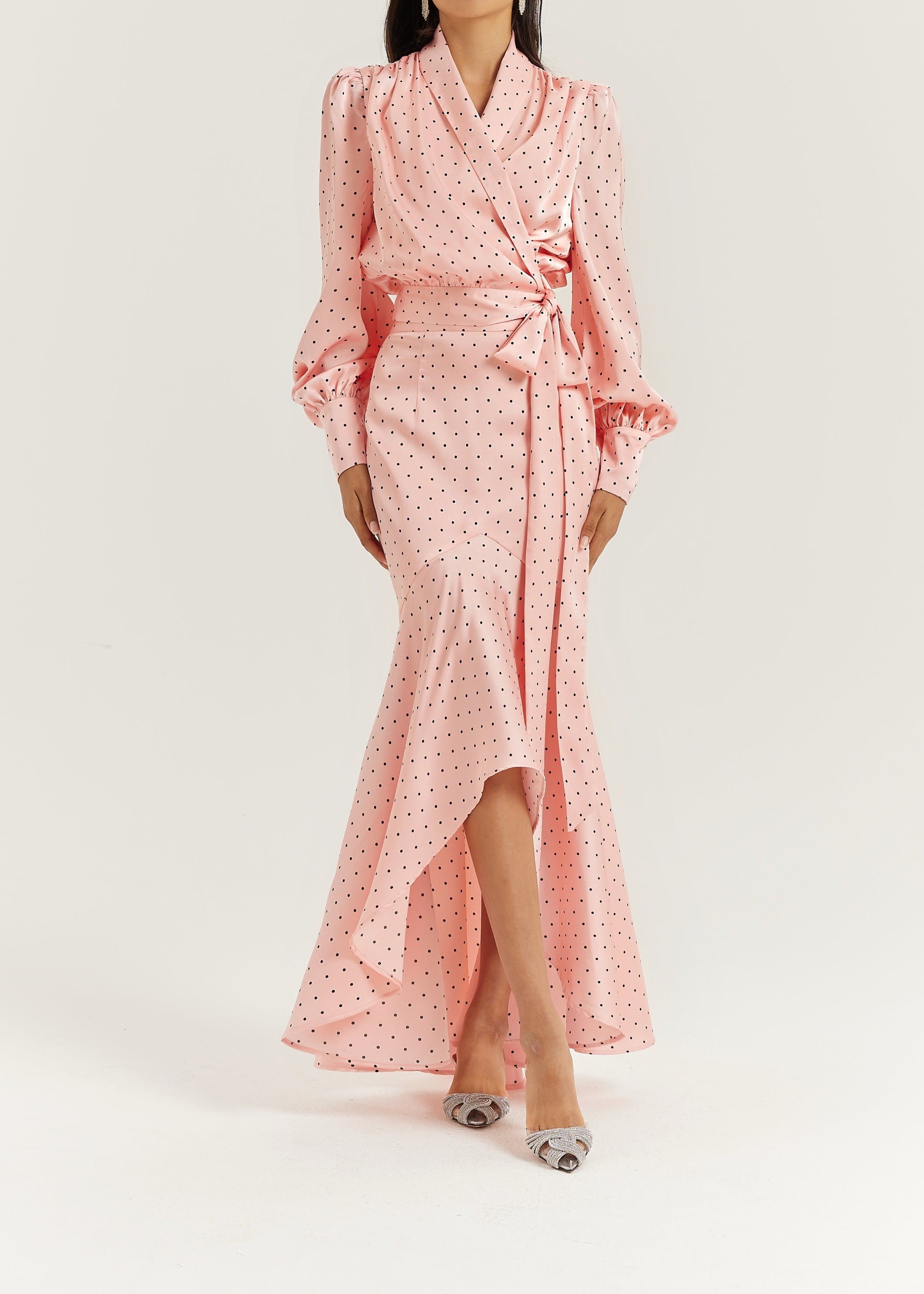 Martina Polka Dot Cascade Skirt | Pink/Black