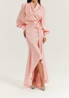 Martina Polka Dot Tie Wrap Blouse | Pink/Black