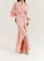 Martina Polka Dot Cascade Skirt | Pink/Black
