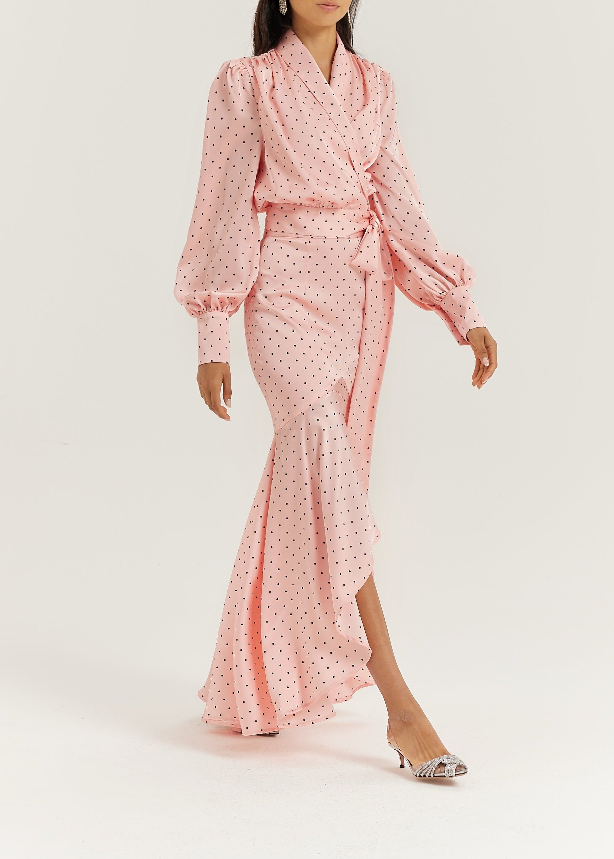 Martina Polka Dot Cascade Skirt | Pink/Black