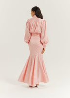 Martina Polka Dot Cascade Skirt | Pink/Black