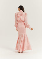 Martina Polka Dot Tie Wrap Blouse | Pink/Black