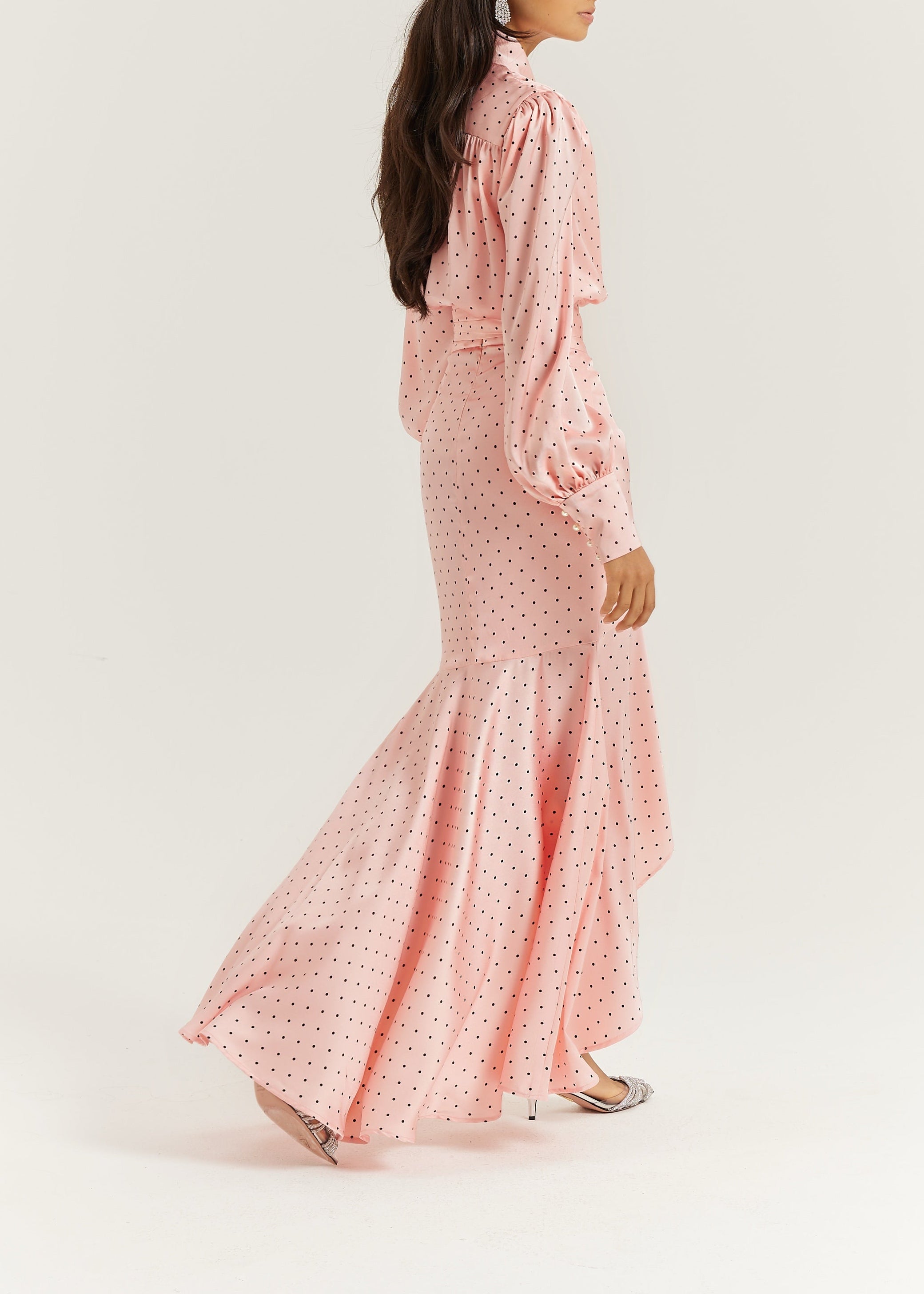 Martina Polka Dot Cascade Skirt | Pink/Black