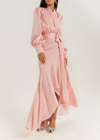 Martina Polka Dot Tie Wrap Blouse | Pink/Black