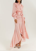 Martina Polka Dot Cascade Skirt | Pink/Black