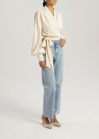 Martina Premium Jersey Tie Blouse | Ivory