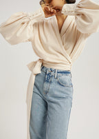 Martina Premium Jersey Tie Blouse | Ivory