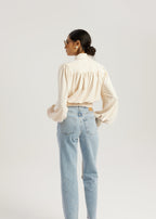 Martina Premium Jersey Tie Blouse | Ivory