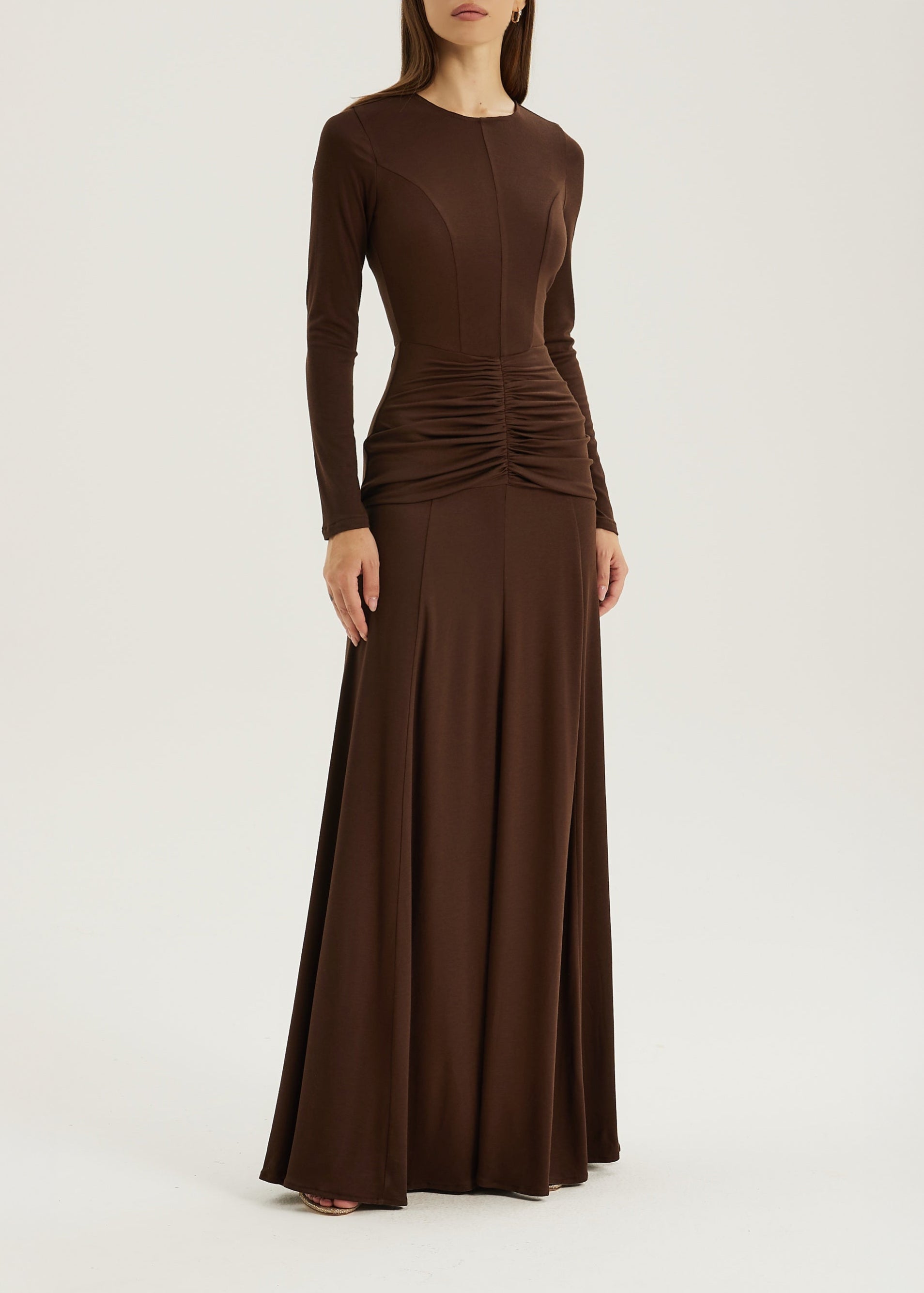 Marzia Elevated Jersey Maxi Dress | Chocolate
