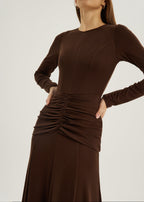 Marzia Elevated Jersey Maxi Dress | Chocolate