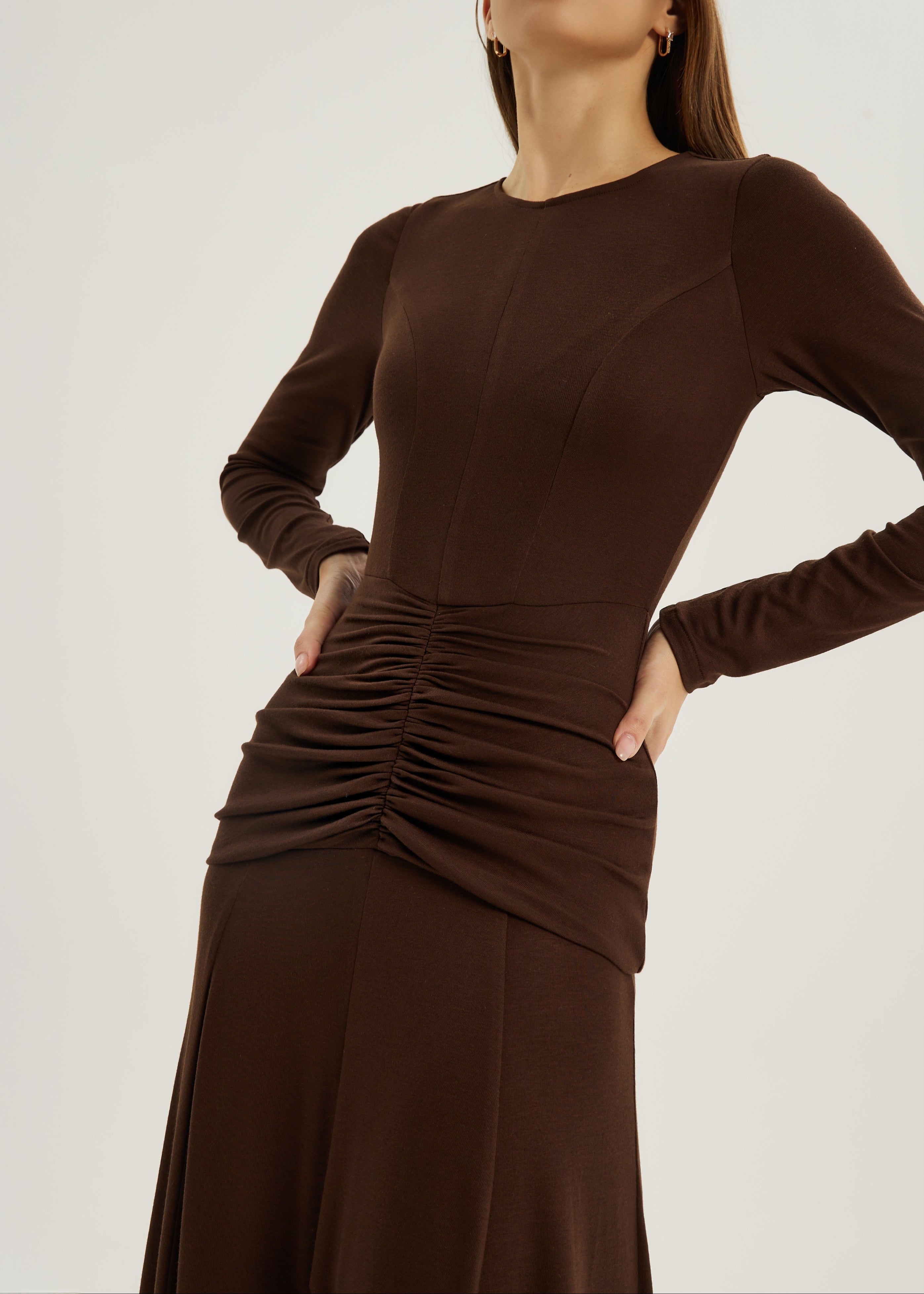 Marzia Elevated Jersey Maxi Dress | Chocolate