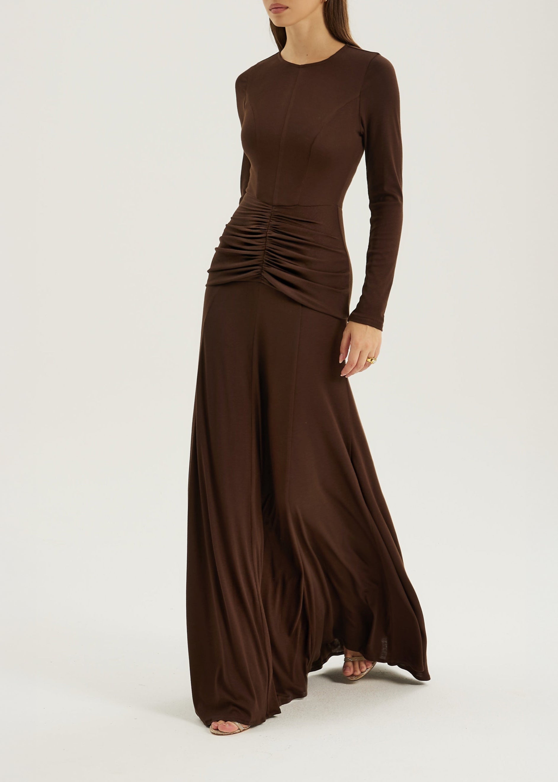 Marzia Elevated Jersey Maxi Dress | Chocolate