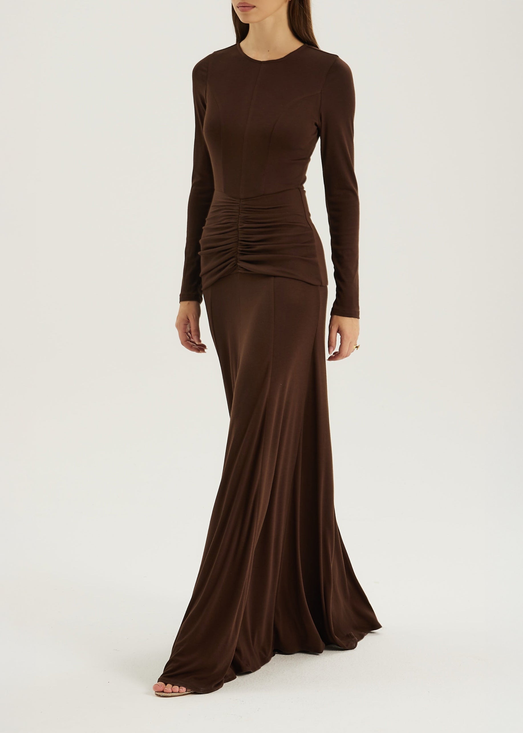 Marzia Elevated Jersey Maxi Dress | Chocolate