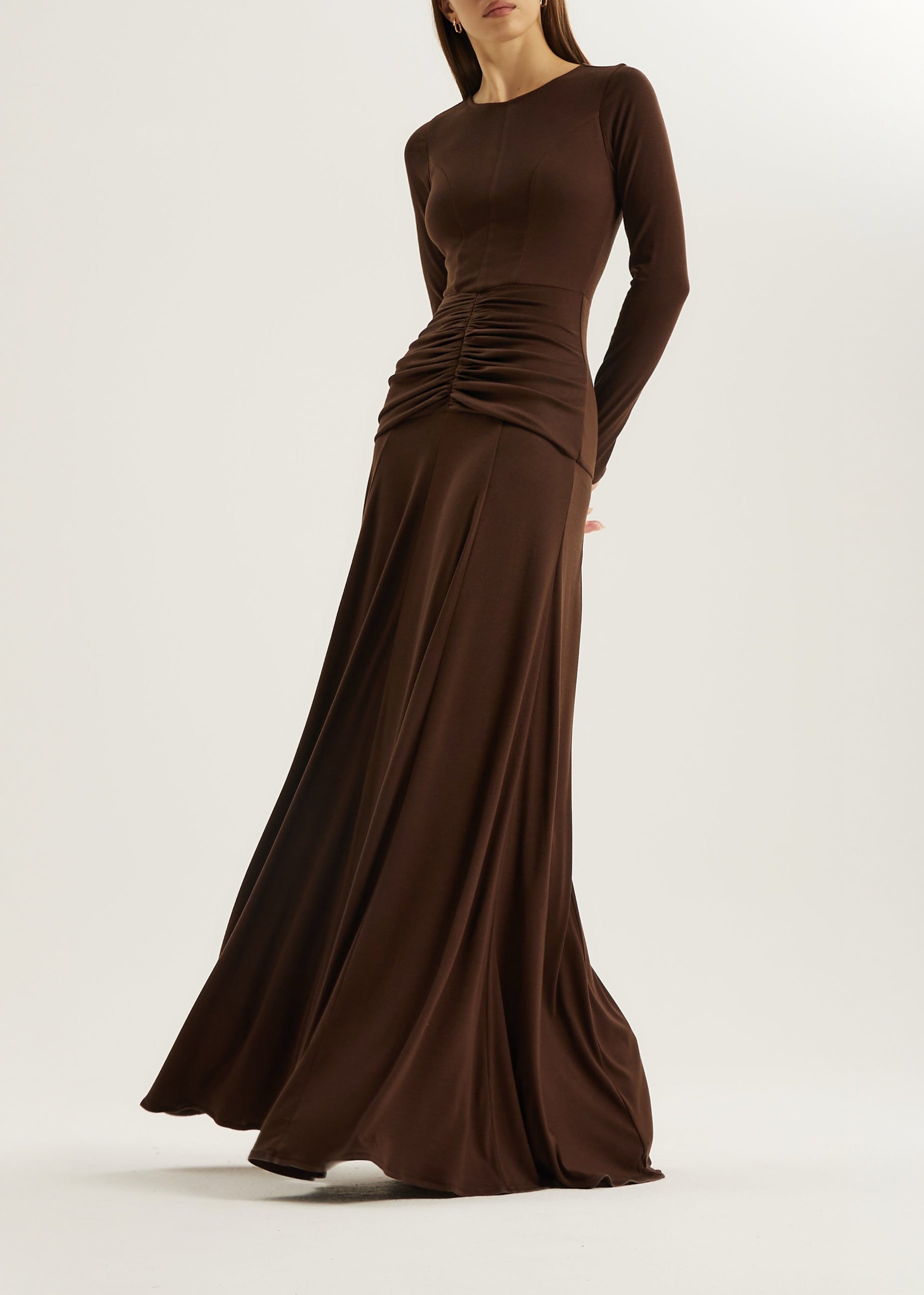 Marzia Elevated Jersey Maxi Dress | Chocolate
