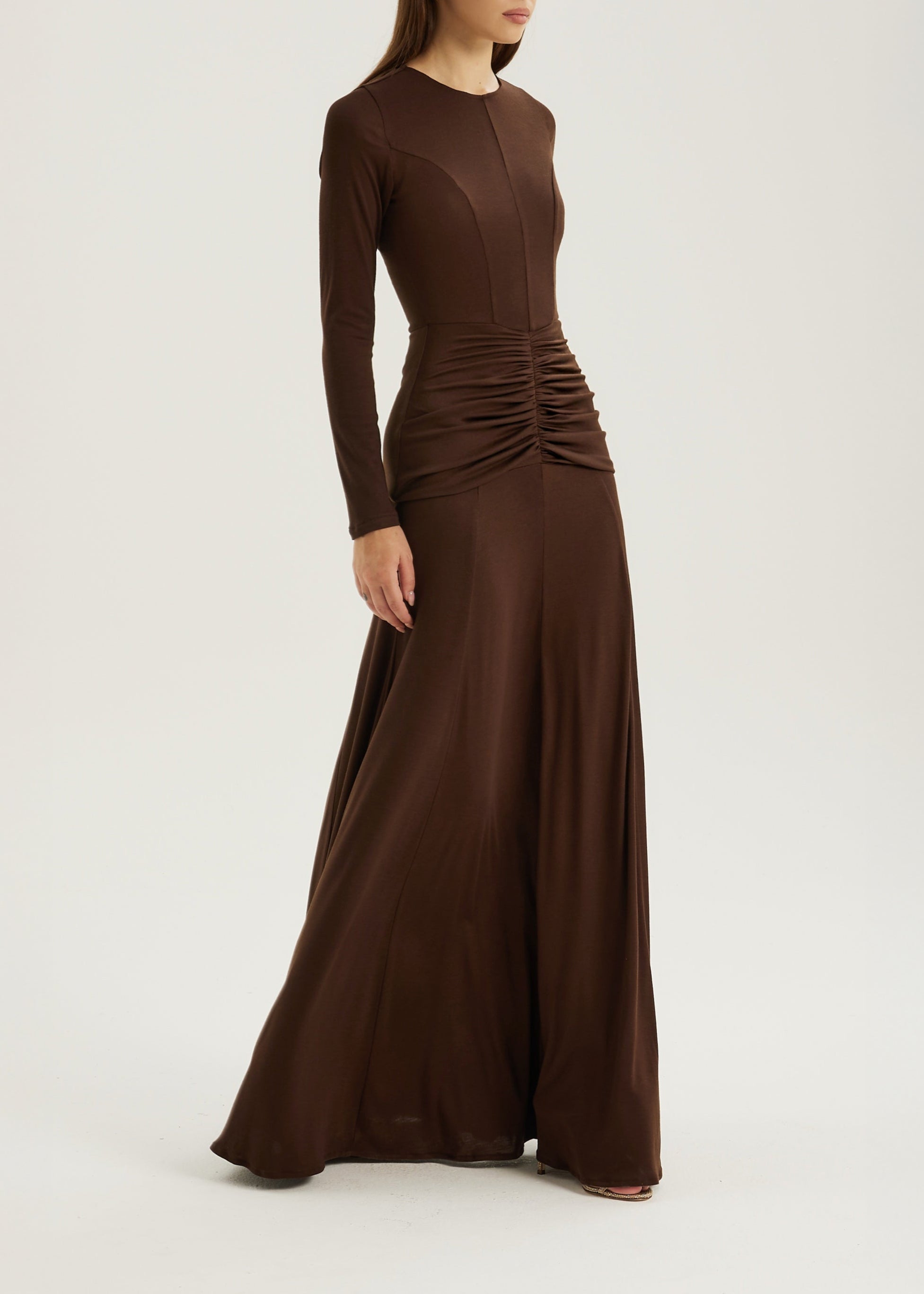 Marzia Elevated Jersey Maxi Dress | Chocolate