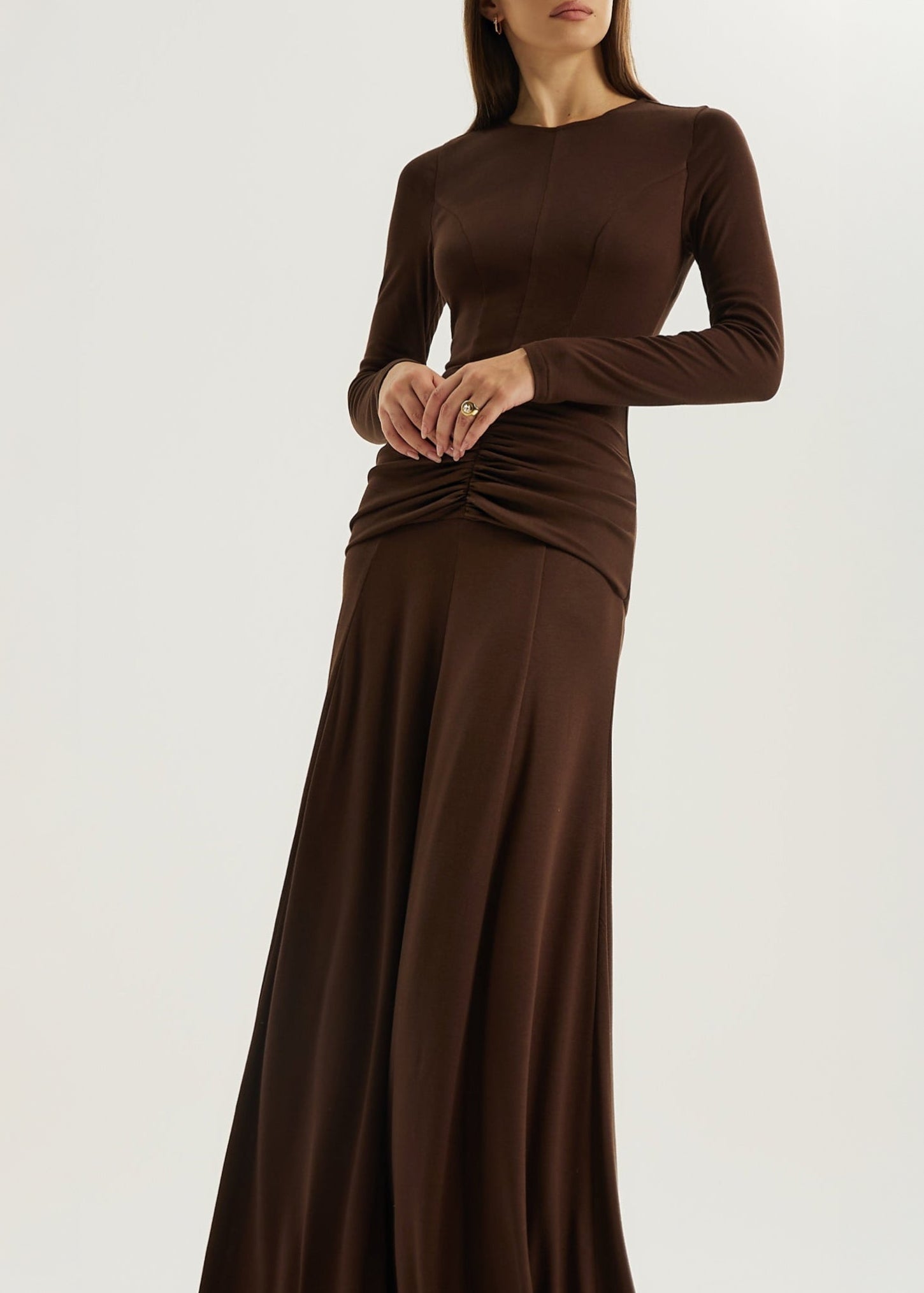 Marzia Elevated Jersey Maxi Dress | Chocolate