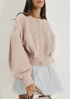 Matilde Pearl Button Soft Knit Cardigan | Cafe Au Lait