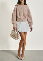 Matilde Pearl Button Soft Knit Cardigan | Cafe Au Lait