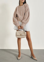 Matilde Pearl Button Soft Knit Cardigan | Cafe Au Lait