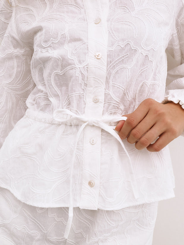 Garda Applique Cotton Shirt | White