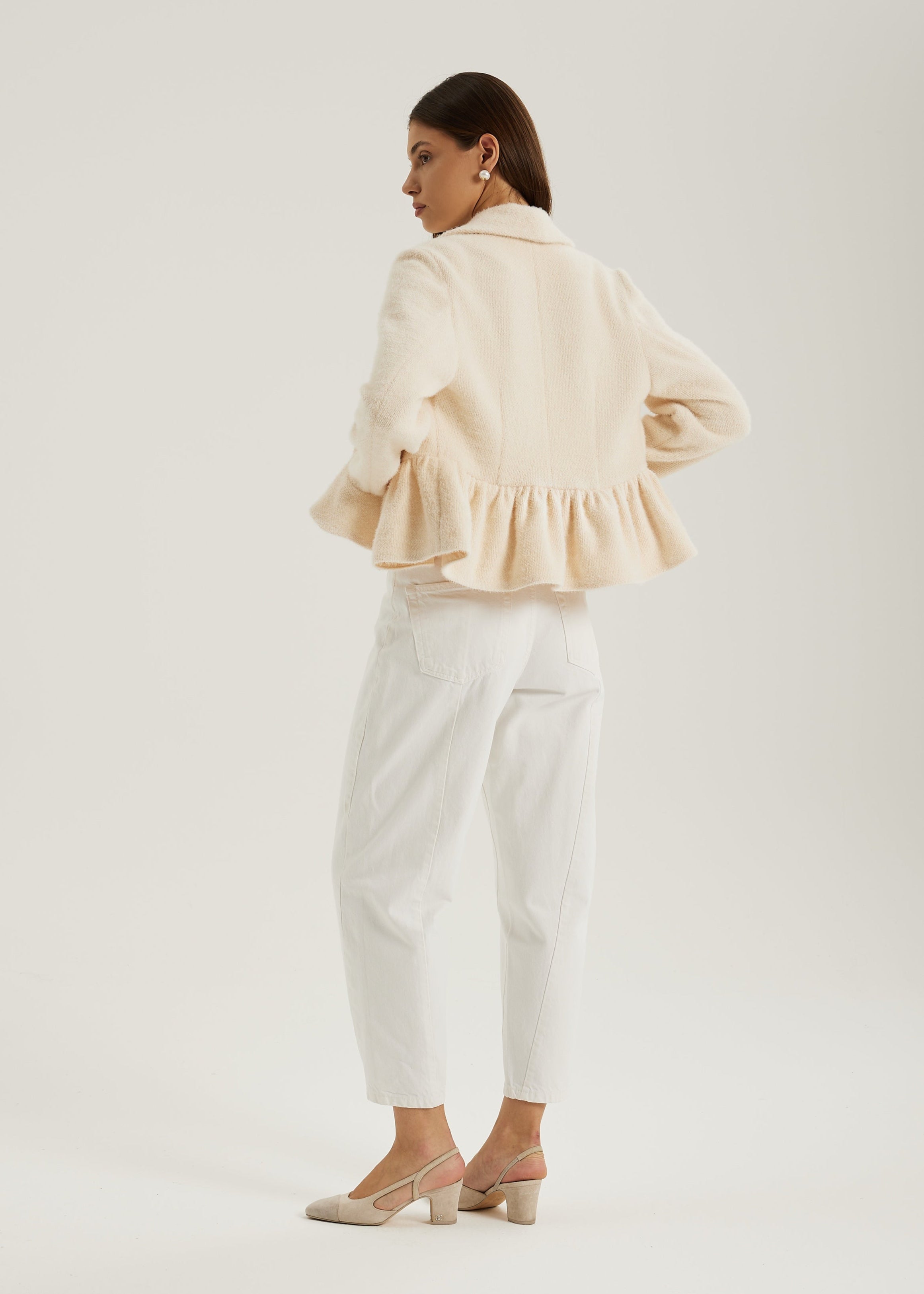 Melia Pearl Button Cardigan/Jacket| Ivory Blush