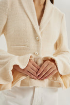 Melia Pearl Button Cardigan/Jacket| Ivory Blush