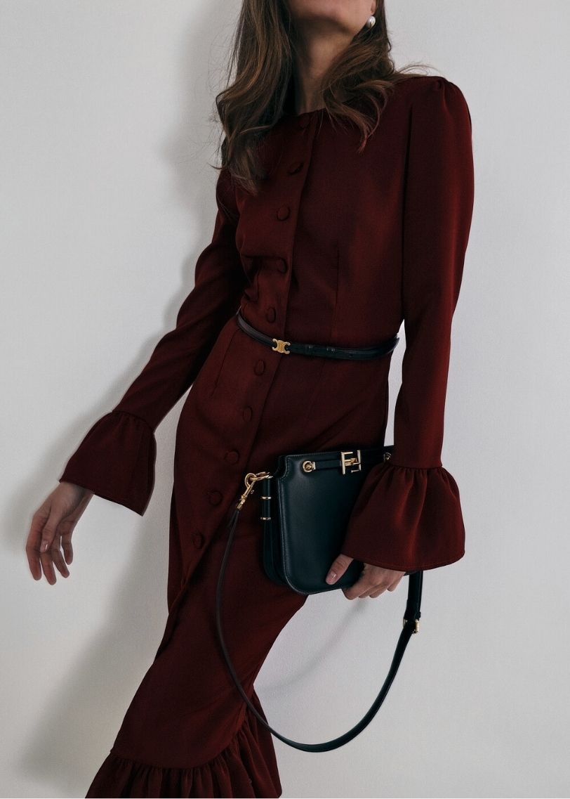 Mercier Peplum Dress | Claret
