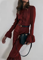 Mercier Peplum Dress | Claret