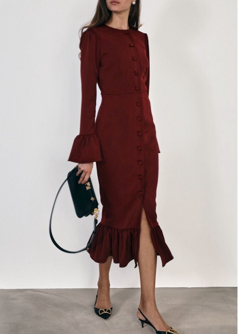 Mercier Peplum Dress | Claret