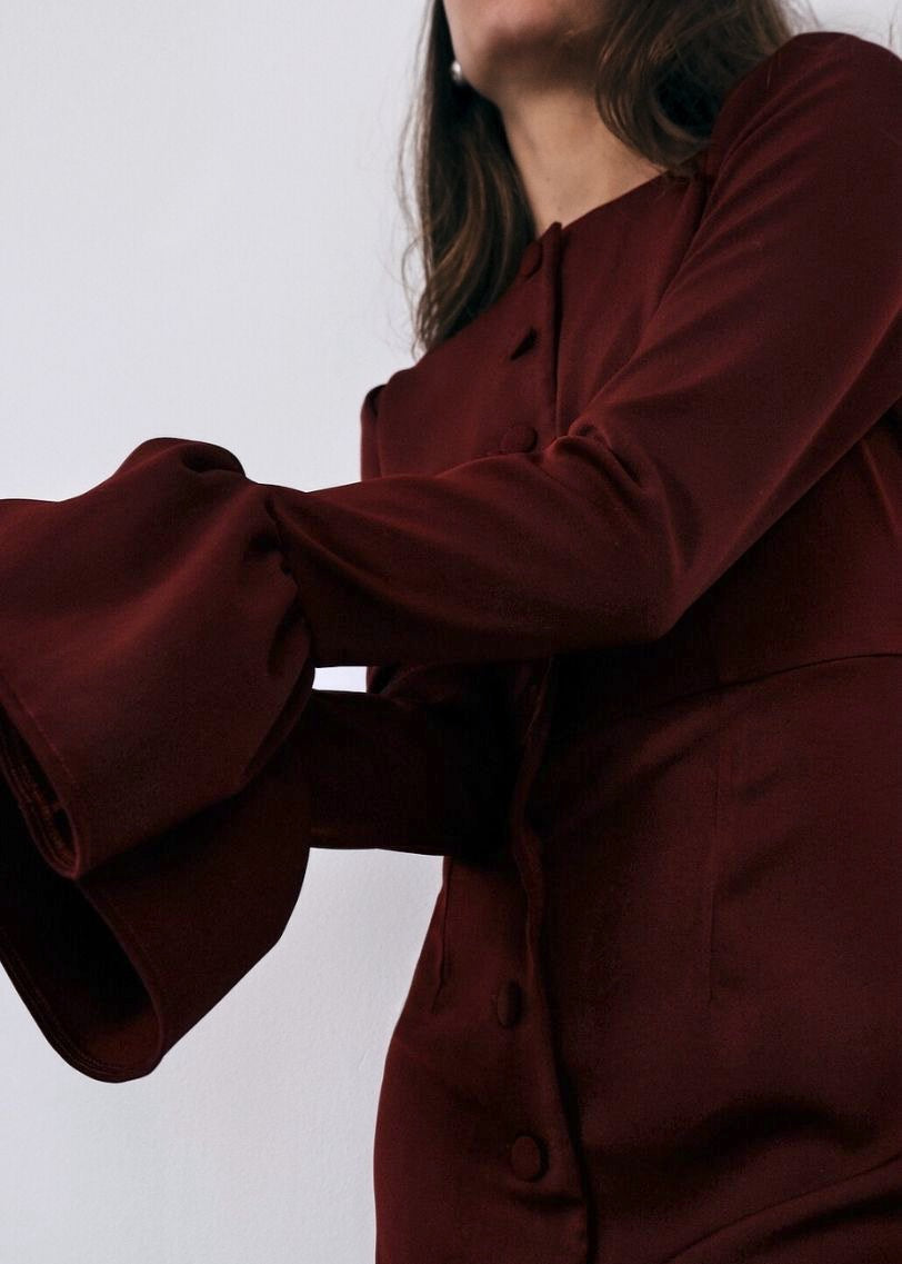 Mercier Peplum Dress | Claret