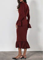 Mercier Peplum Dress | Claret