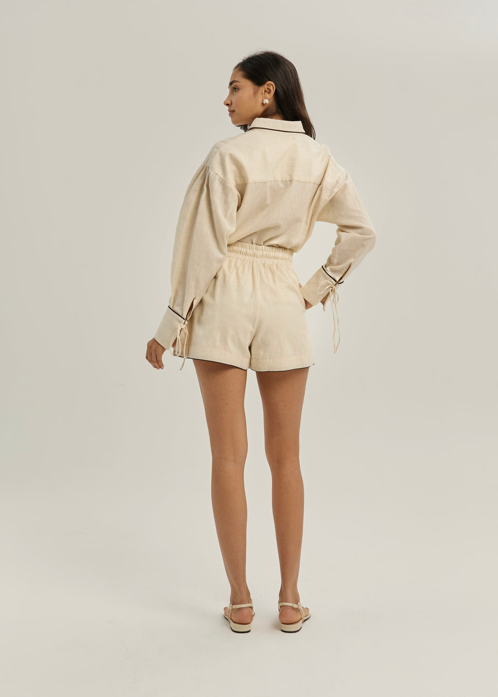 Monica Contrast Trim Day Shirt | Almond & Beige