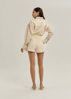 Monica Contrast Trim Day Shirt | Almond & Beige