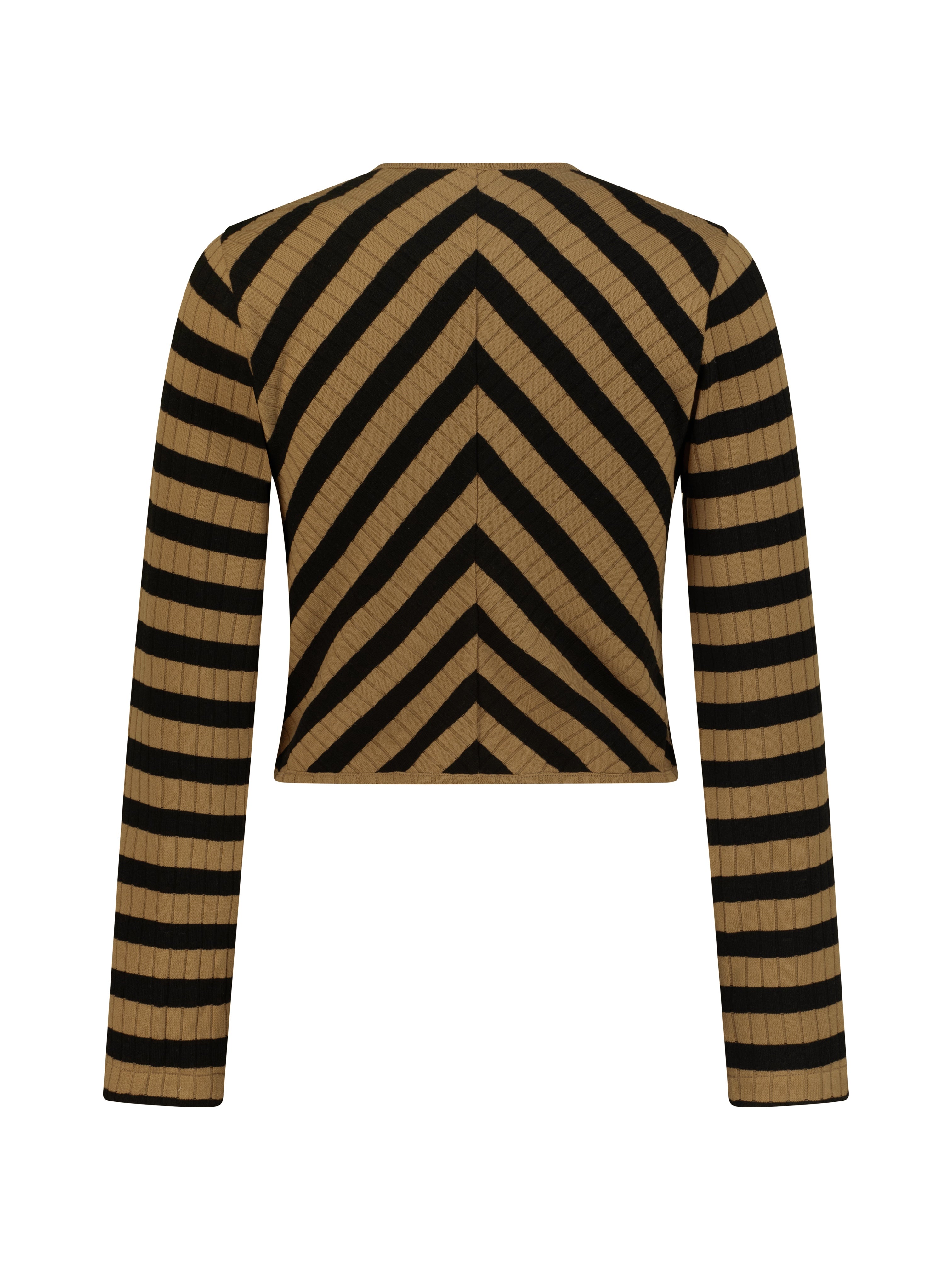 Natalia Knitted Stripe Cardigan | Toffee/Black