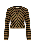 Natalia Knitted Stripe Cardigan | Toffee/Black